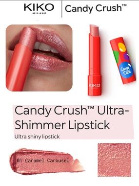 Kiko Milano x Candy Crush™ Ultra Shimmer Lipstick 01 Caramel Carousel NWT